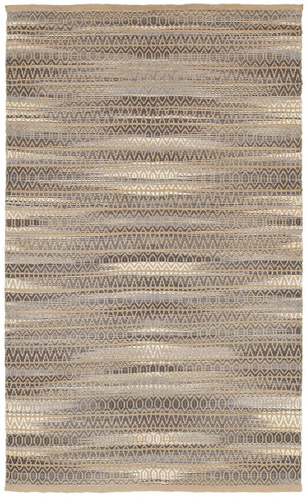 9' x 12' Striated Runner Rug - Gray And Tan