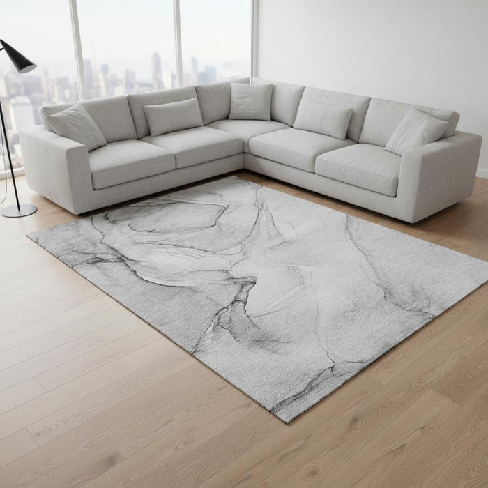 8' X 10' Abstract Washable Area Rug With UV Protection (646624) - Gray / Charcoal