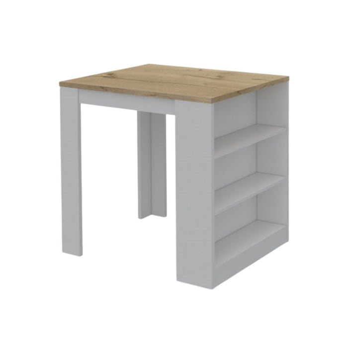 36" Kitchen Island With Storage - White / Natural