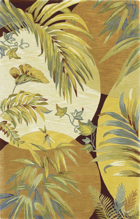 8' x 10' Hand Tufted Tropical Leaves Indoor Area Rug - Coral Red Ivory
