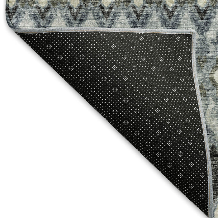 8' X 10' Tribal Distressed Washable Area Rug With UV Protection (643795) - Midnight / Gray