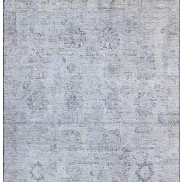 10' X 14' Oriental Washable Area Rug With UV Protection (700787) - Sky Blue / Gray
