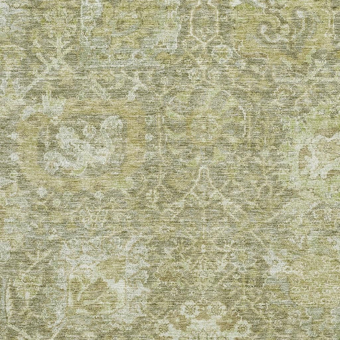 10' X 14' Damask Washable Area Rug With UV Protection (684310) - Sage / Ivory