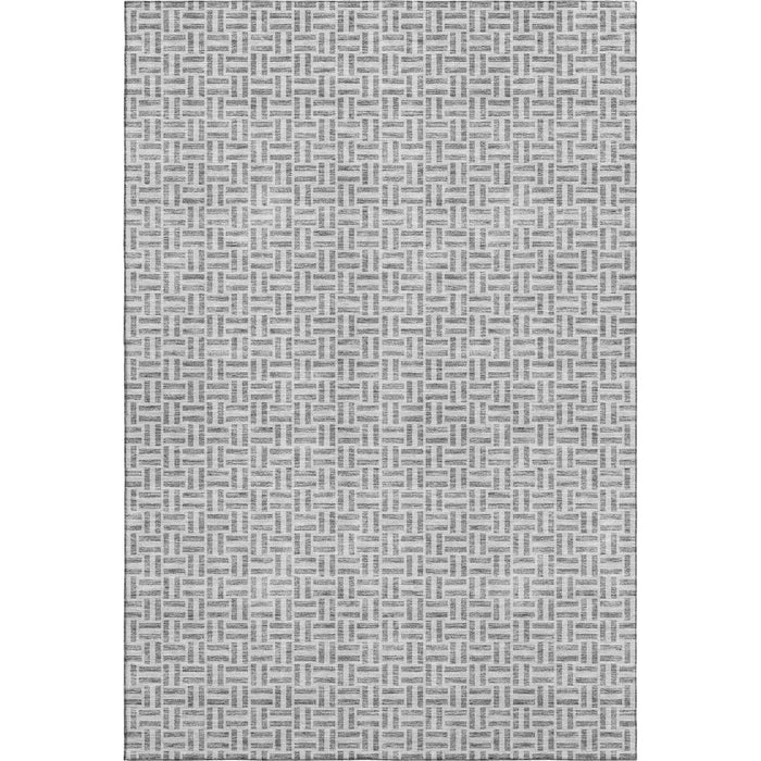 10' X 14' Geometric Washable Area Rug With UV Protection (672416) - Gray / Ivory