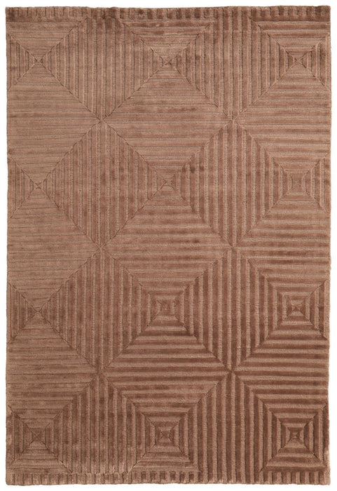 5' X 8' Wool Geometric Hand Knotted Area Rug (744145) - Orange / Brown