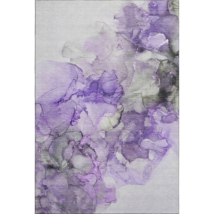 9' X 12' Abstract Washable Area Rug With UV Protection (647313) - Purple / Gray / Ivory