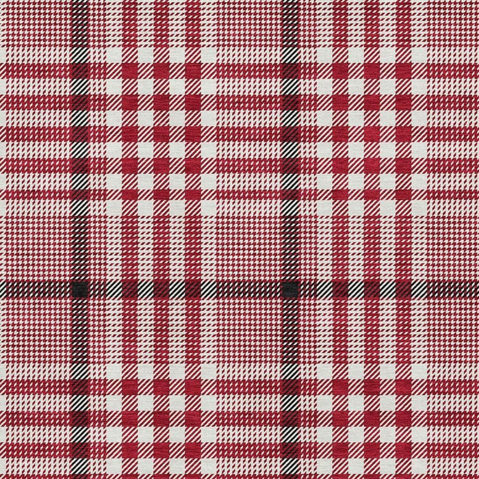 10' X 14' Plaid Washable Area Rug With UV Protection (682667) - Red / Ivory / Black