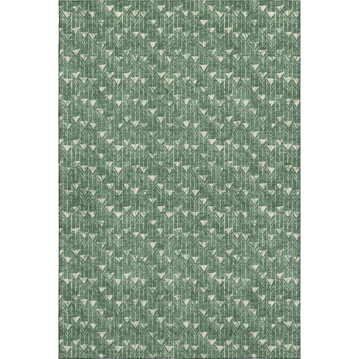 10' X 14' Geometric Washable Area Rug With UV Protection (647098) - Green / Ivory