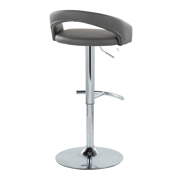 Grotto - Upholstered Adjustable Barstool - Chrome Metal Base