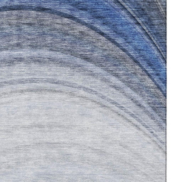 10' X 14' Ombre Washable Area Rug With UV Protection (650302) - Blue / Ivory / Gray