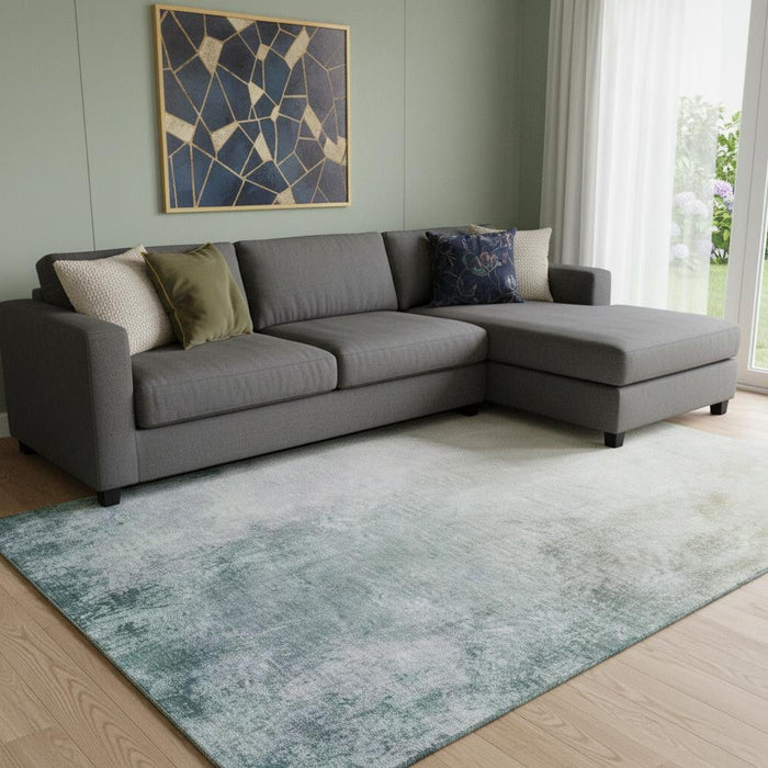 9' X 12' Abstract Washable Area Rug With UV Protection (650901) - Beige / Ivory