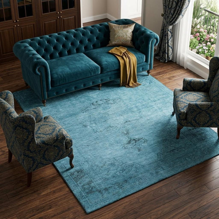 10' X 14' Oriental Washable Area Rug With UV Protection (654874) - Blue / Gray