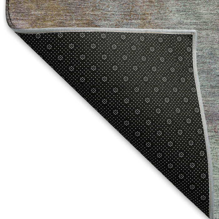 10' X 14' Abstract Washable Area Rug With UV Protection (692799) - Coffee / Ivory / Blue