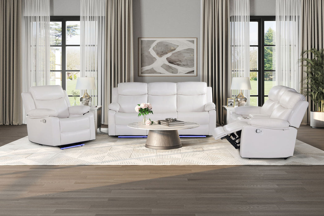 U6026 - Console Reclining Loveseat With LED And Speaker - White