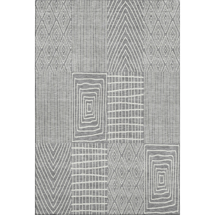 10' X 14' Geometric Washable Area Rug With UV Protection (678071) - Gray / Ivory