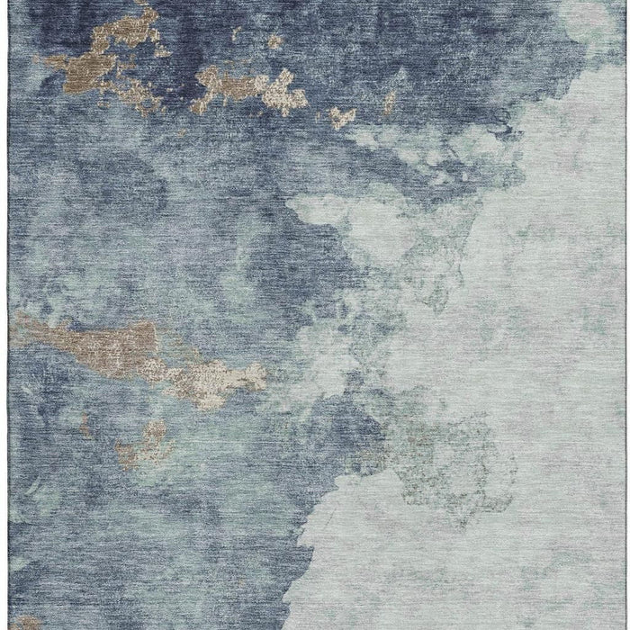 10' X 14' Abstract Washable Area Rug With UV Protection (718157) - Pale Aqua / Taupe