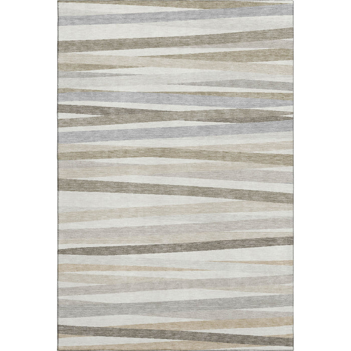 10' X 14' Striped Washable Area Rug With UV Protection (678496) - Ivory / Beige / Taupe