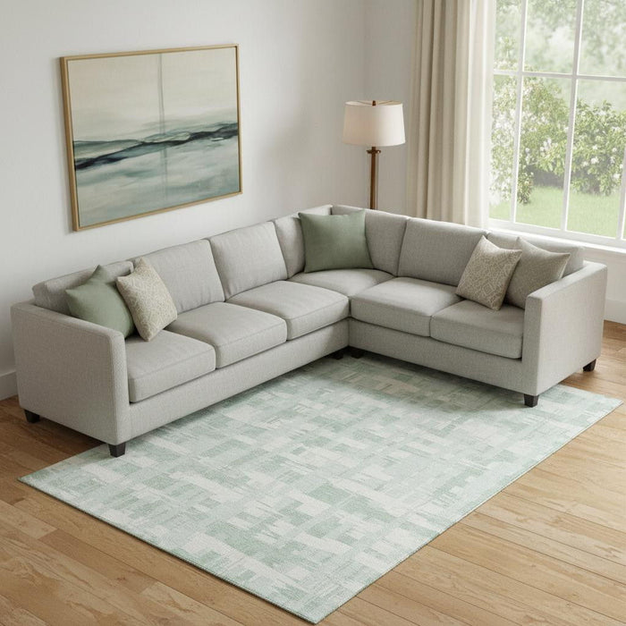 10' X 14' Striped Washable Area Rug With UV Protection (705695) - Mint Green / Ivory