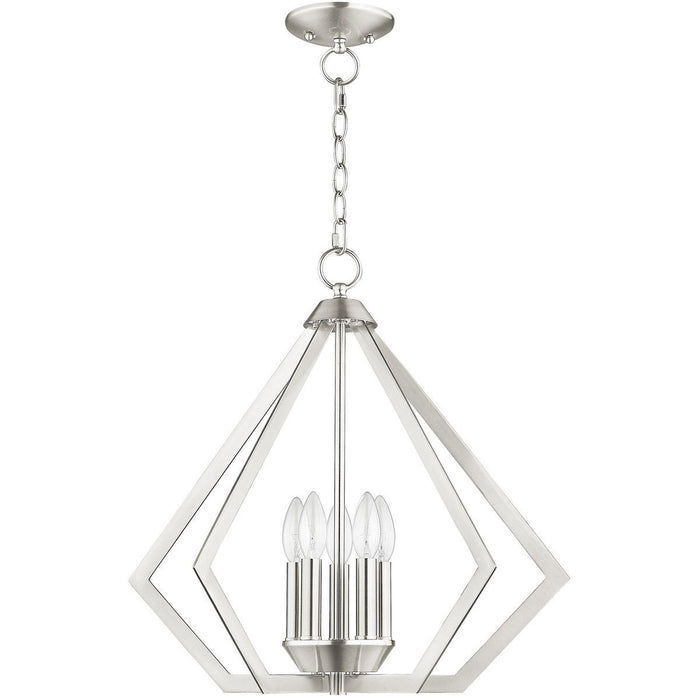 20" Five-Light Dimmable Chandelier With Shades - Nickel