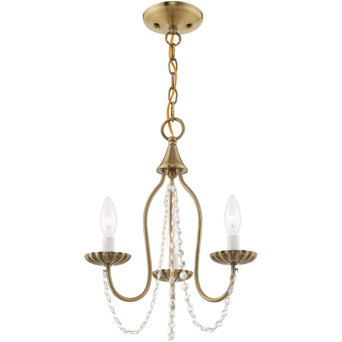 17'' Three Light Dimmable Chandelier With Shades - Antiqued Brass