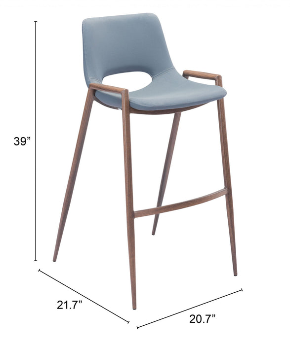 Steel Low Back Bar Height Bar Chairs (Set of 2) - Gray And Brown