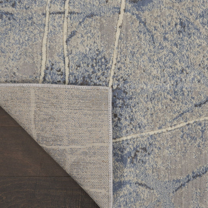8' x 11' Floral Power Loom Non Skid Area Rug - Blue