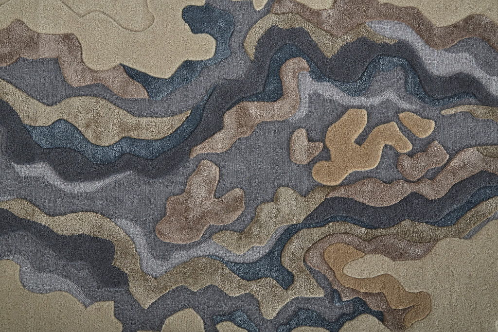 5' x 8' Wool Abstract Hand Tufted Area Rug - Tan And Brown