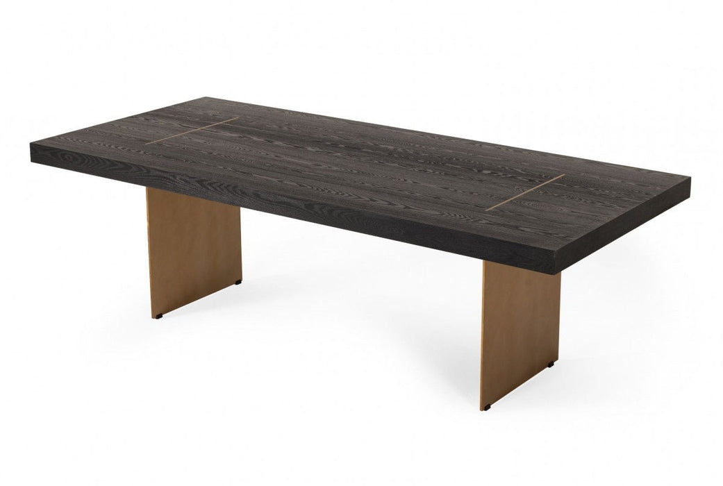 95" Metal Sled Base Dining Table - Dark Brown