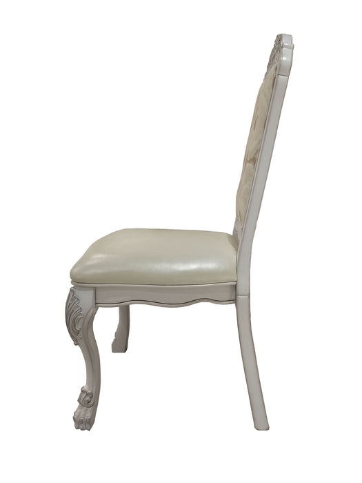 Tufted Upholstered Faux Leather Dining Side Chairs (Set of 2) - White