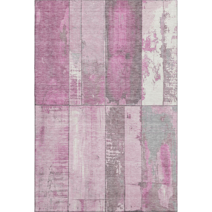 10' X 14' Geometric Washable Area Rug With UV Protection (706553) - Pink / Gray