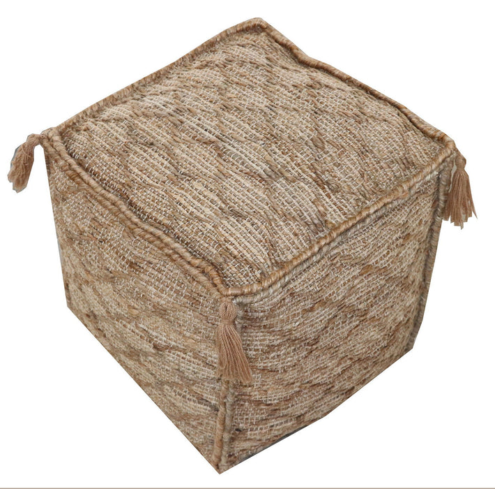 Jute Cube Trellis Pouf Ottoman - Brown