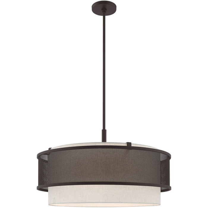 22" Four Light Dimmable Chandelier With Shades - Bronze
