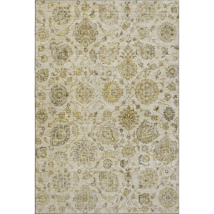 10' X 14' Damask Washable Area Rug With UV Protection (705119) - Beige / Wheat