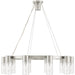 HomeRoots nickel metal chandelier with ten lights and clear shades, featuring a dimmable design for elegant lighting.