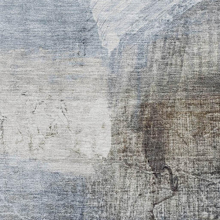 10' X 14' Abstract Washable Area Rug With UV Protection (718418) - Sky Blue / Gray