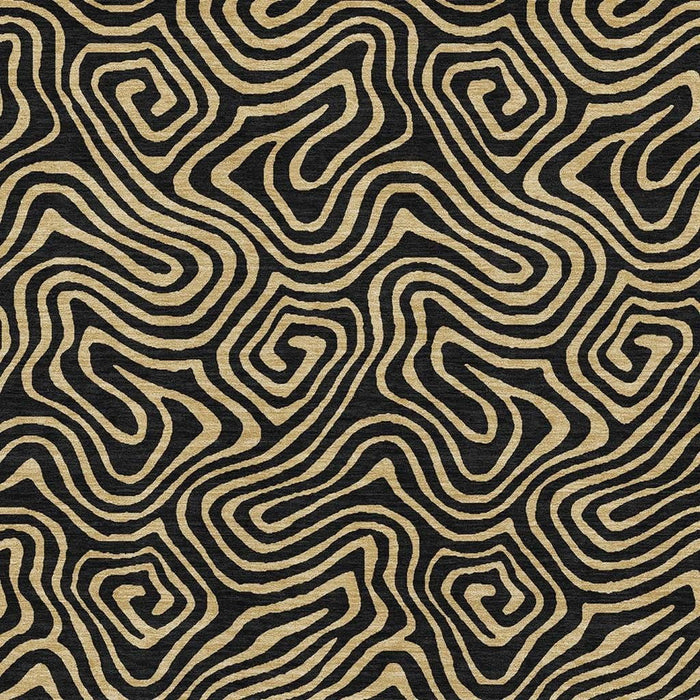 10' X 14' Abstract Washable Area Rug With UV Protection (680939) - Black / Gold