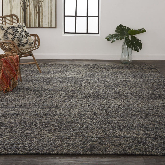 5' x 8' Wool Hand Woven Area Rug - Gray And Black