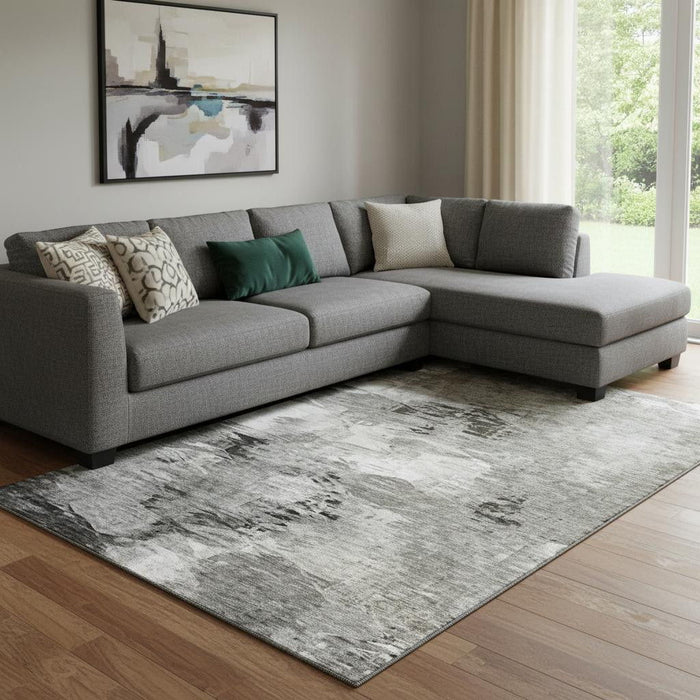 9' X 12' Abstract Washable Area Rug With UV Protection (650775) - Taupe / Ivory