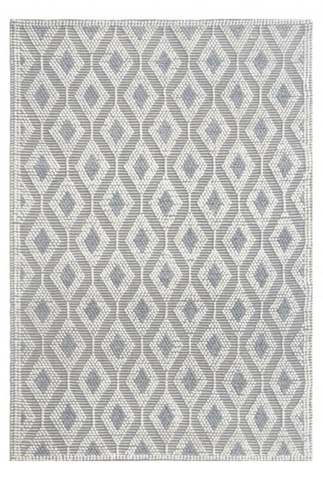 9' x 13' Diamond Trellis Modern Area Rug - Ivory Gray