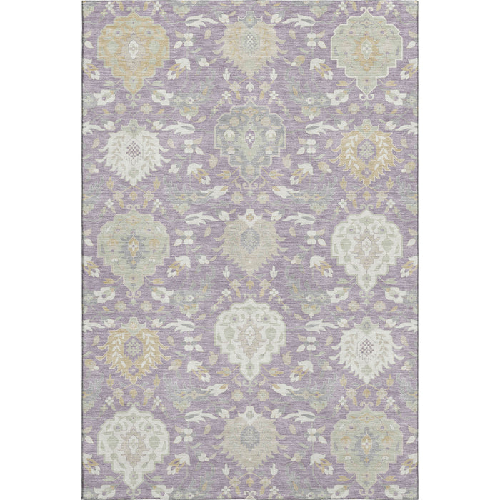 10' X 14' Damask Washable Area Rug With UV Protection (680559) - Lavender / Gold / Ivory