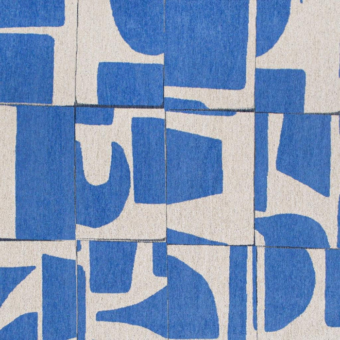 7' X 9' Geometric Washable Area Rug (551958) - Blue / White