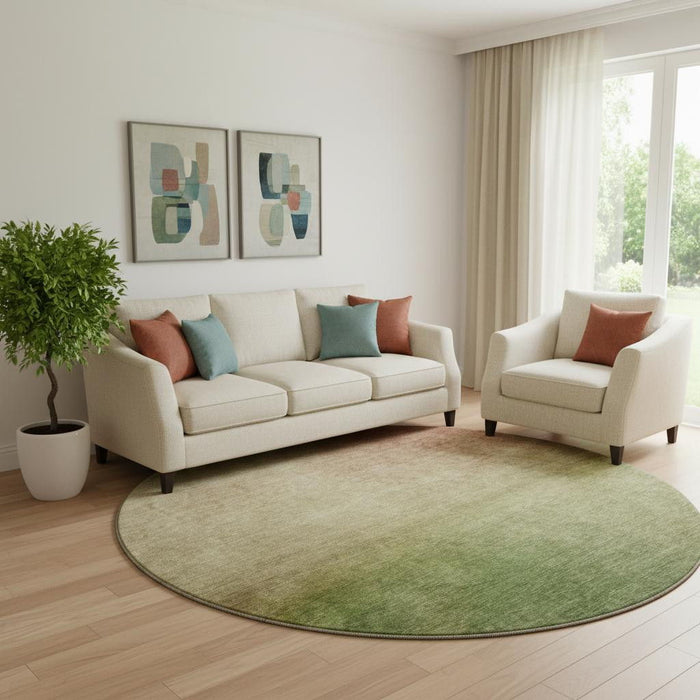 8' Ombre Washable Round Rug With UV Protection (650281) - Blush / Green