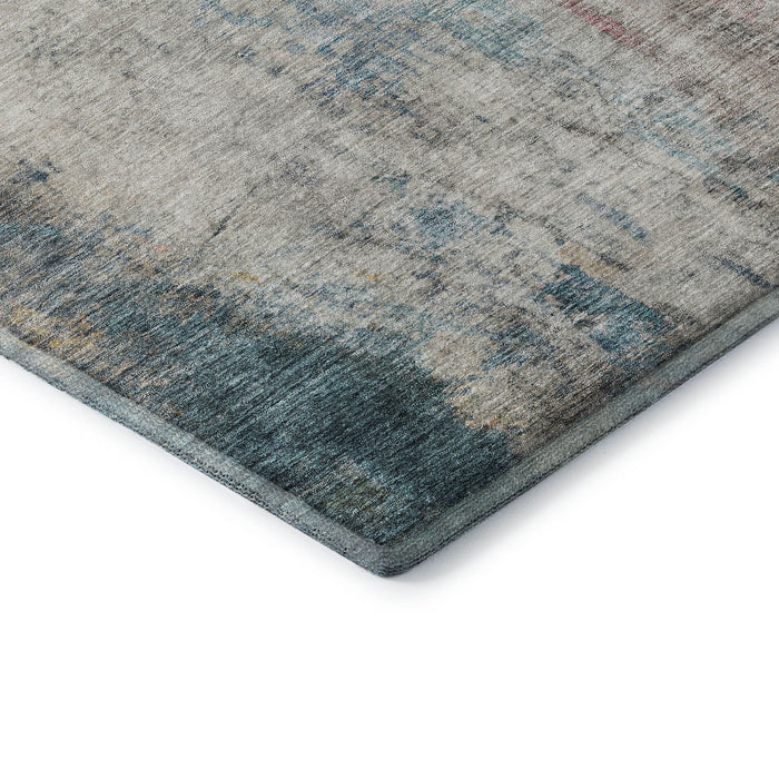 10' X 14' Abstract Washable Area Rug With UV Protection (692124) - Teal / Pink / Gold