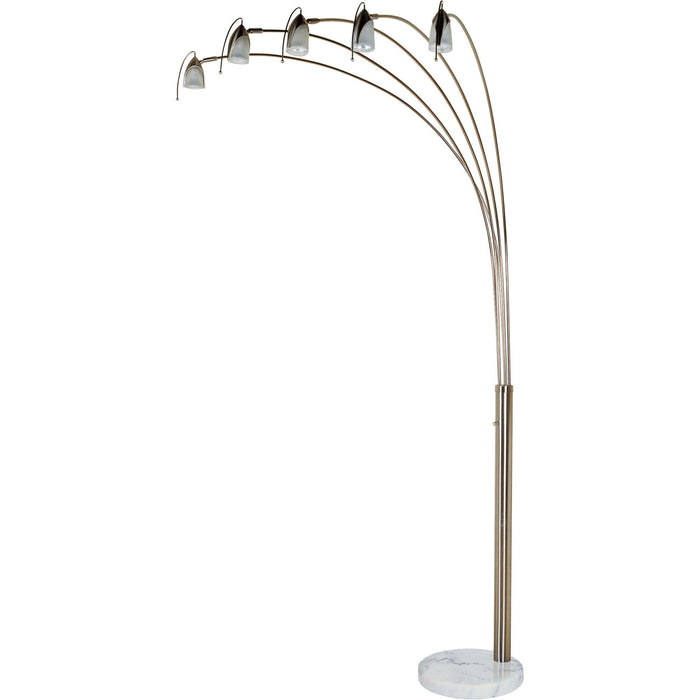Dull Metal Floor Lamp With Five Adjustable Swing Arms - Gold