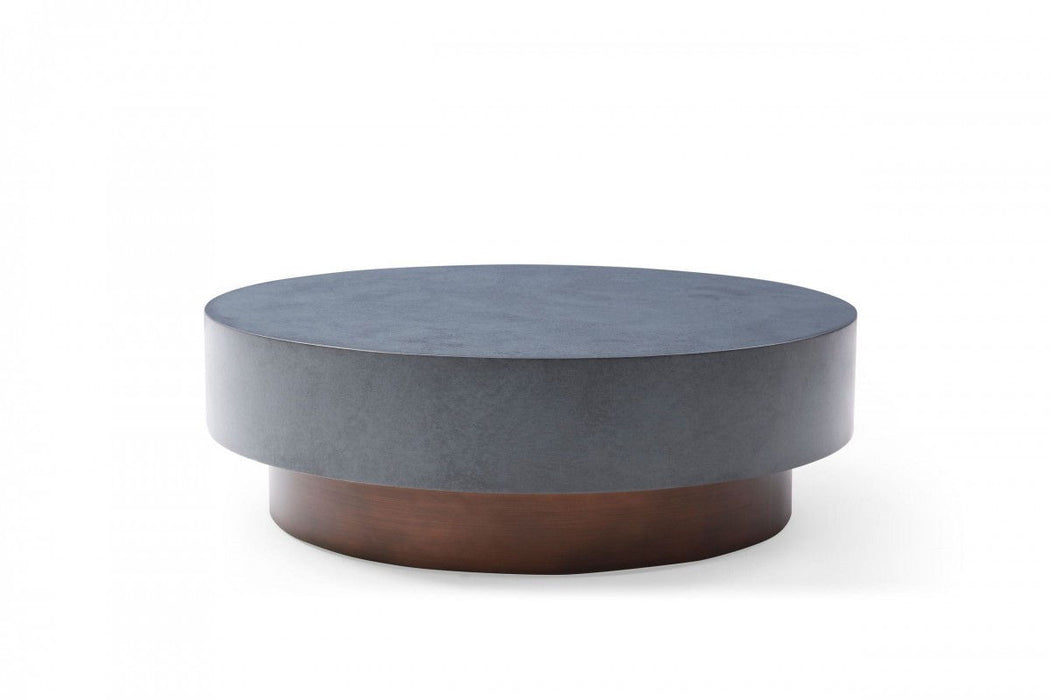 Steel Round Coffee Table - Antique Copper And Gray