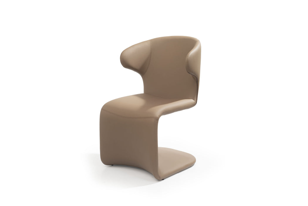 Faux Leather Wing Back Dining Side Chair - Light Brown