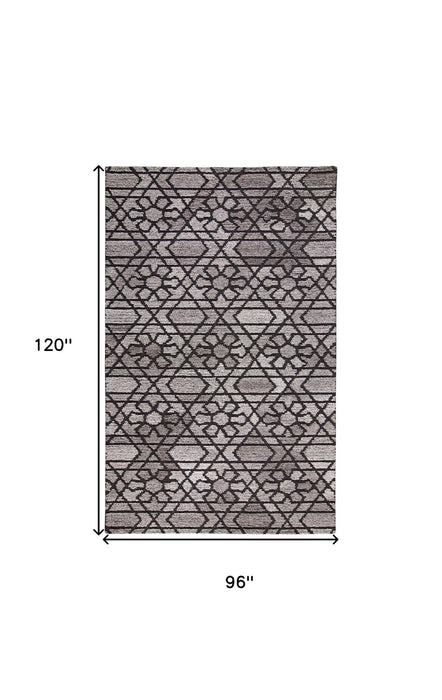 8' x 10' Wool Paisley Hand Tufted Area Rug - Black And Taupe