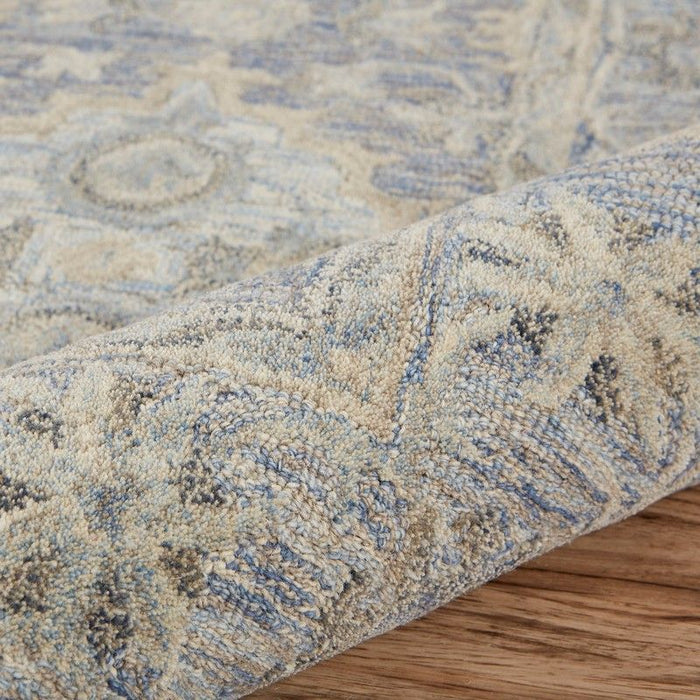 9' x 12' Traditional Area Rug - Blue And Tan