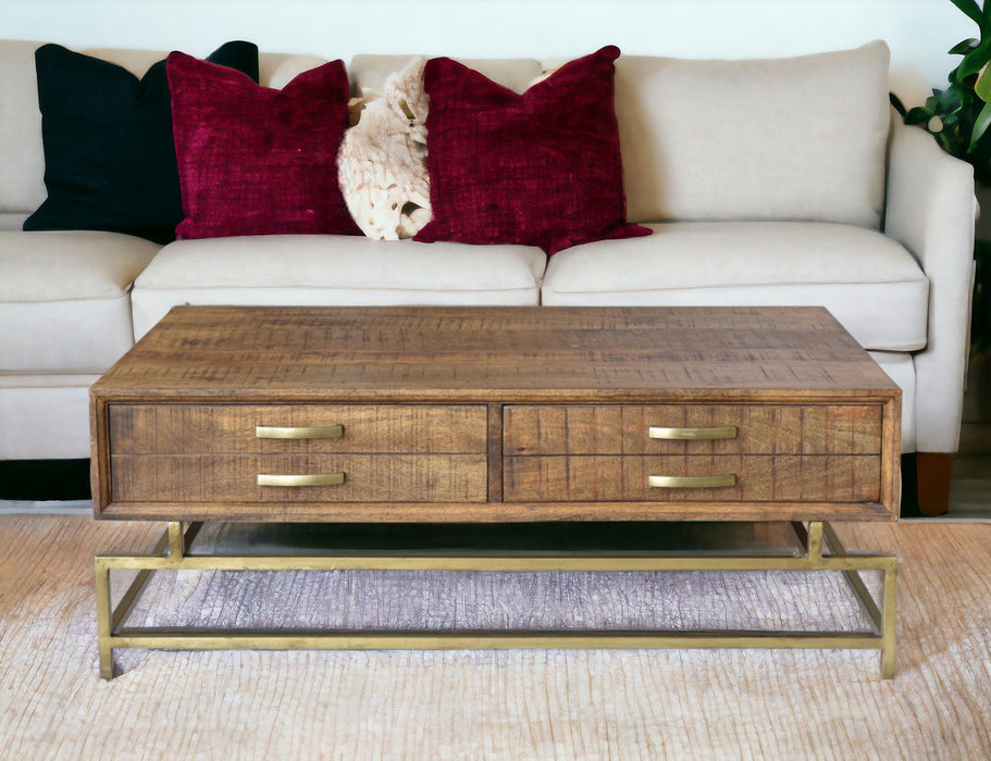 Storage Coffee Table - Brown And Gold