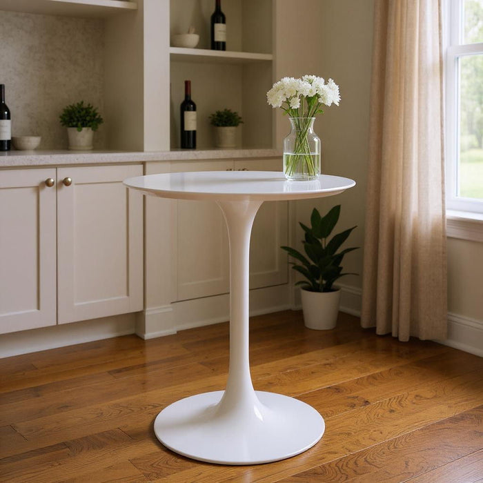 Rounded Fiberglass And Metal Bar Table - White